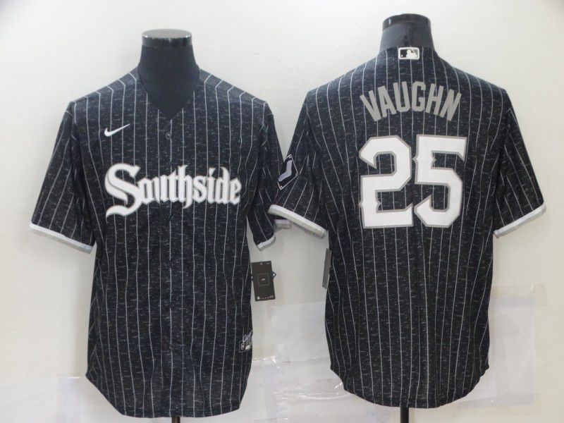 Men Chicago White Sox 25 Vaughn City Edition Black Game Nike 2021 MLB Jerseys